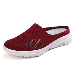 Women's Mesh Hollow Out Slip On Mules Flat Casual Shoes