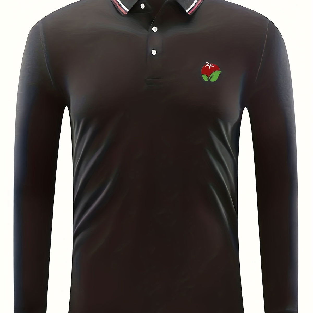 Fruit Print Men's Casual Long Sleeve Polo Shirt