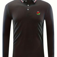 Fruit Print Men's Casual Long Sleeve Polo Shirt