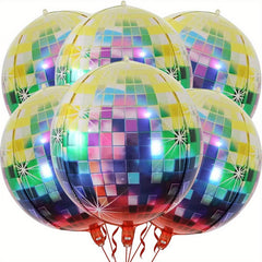 6 Pack Disco Ball Balloons for Retro Party Decorations