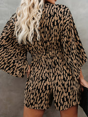  Polka Dot Striped Romper with Deep V Neck