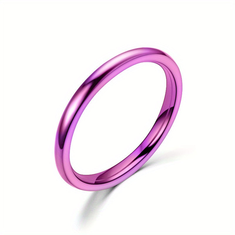 Men's 2mm Wide Stainless Steel Rings, Seven Colors, Stackable Rings