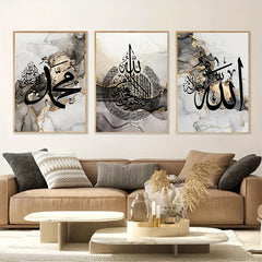 3pcs Islamic Calligraphy Canvas Painting Set Quran Abstract Wall Paintings