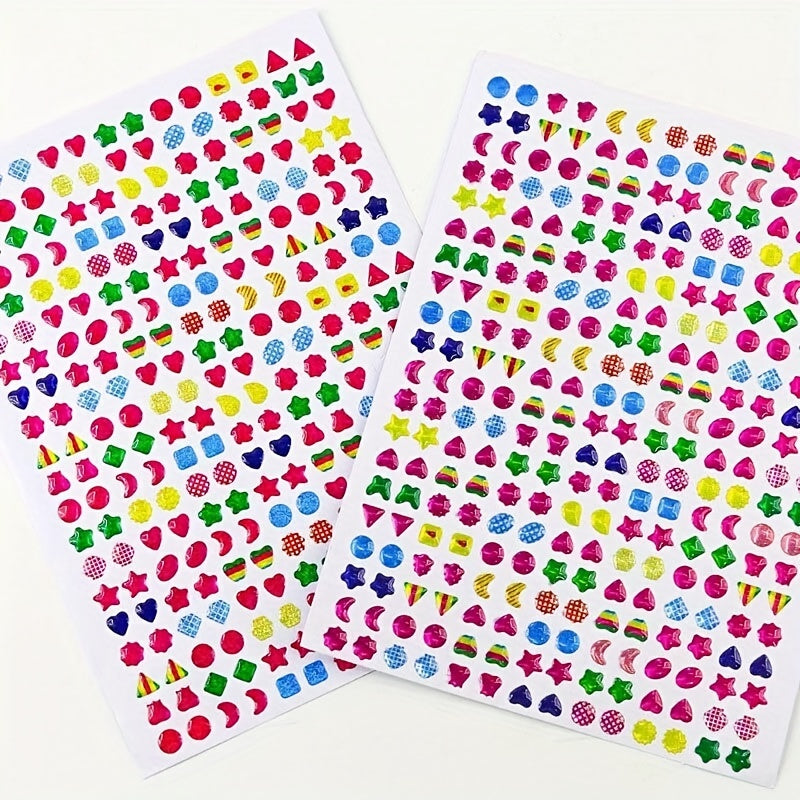 Kids Sticky Earrings 3D Gems Stickers Glitter Crystal Sticker Earrings For Girls