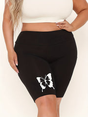  Butterfly Print High Rise Stretch Biker Shorts