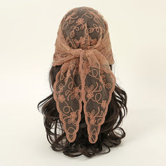 Embroidered Lace Triangle Scarf Vintage Headscarf