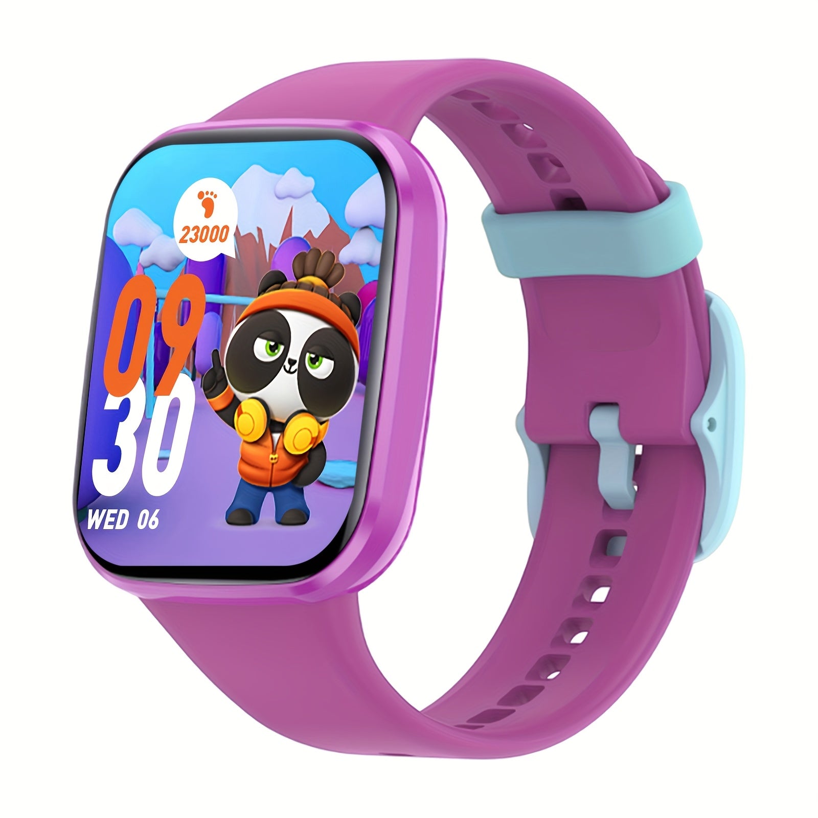 Kids Smartwatch Pink Purple Ages 6-12 Magnetic Charging Silicone Strap