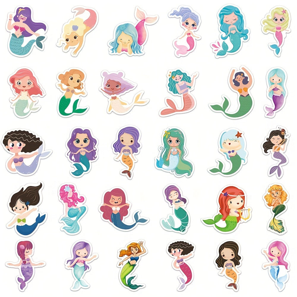 60pcs Cartoon Mermaid Stickers Waterproof Vinyl Decals