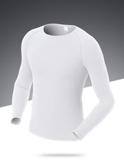 Men's Solid Workout Shirt High Stretch Compression Base Layer