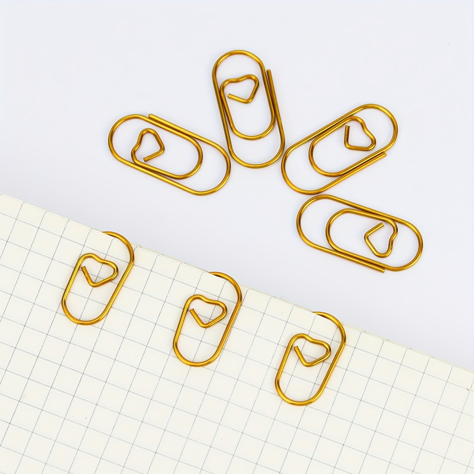 50pcs Heart Paper Clips Office Metal Clips School Supplies