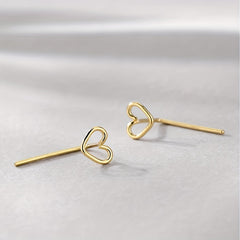 Hollow Heart Minimalist Stud Earrings Silver Plated Post Jewelry