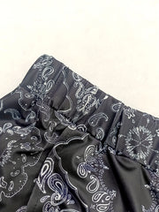  Paisley & Scarf Print High Rise Tapered Leg Pants