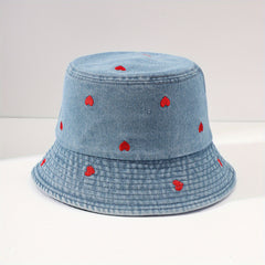 Men's Love Embroidery Sun Hat Fisherman Hat