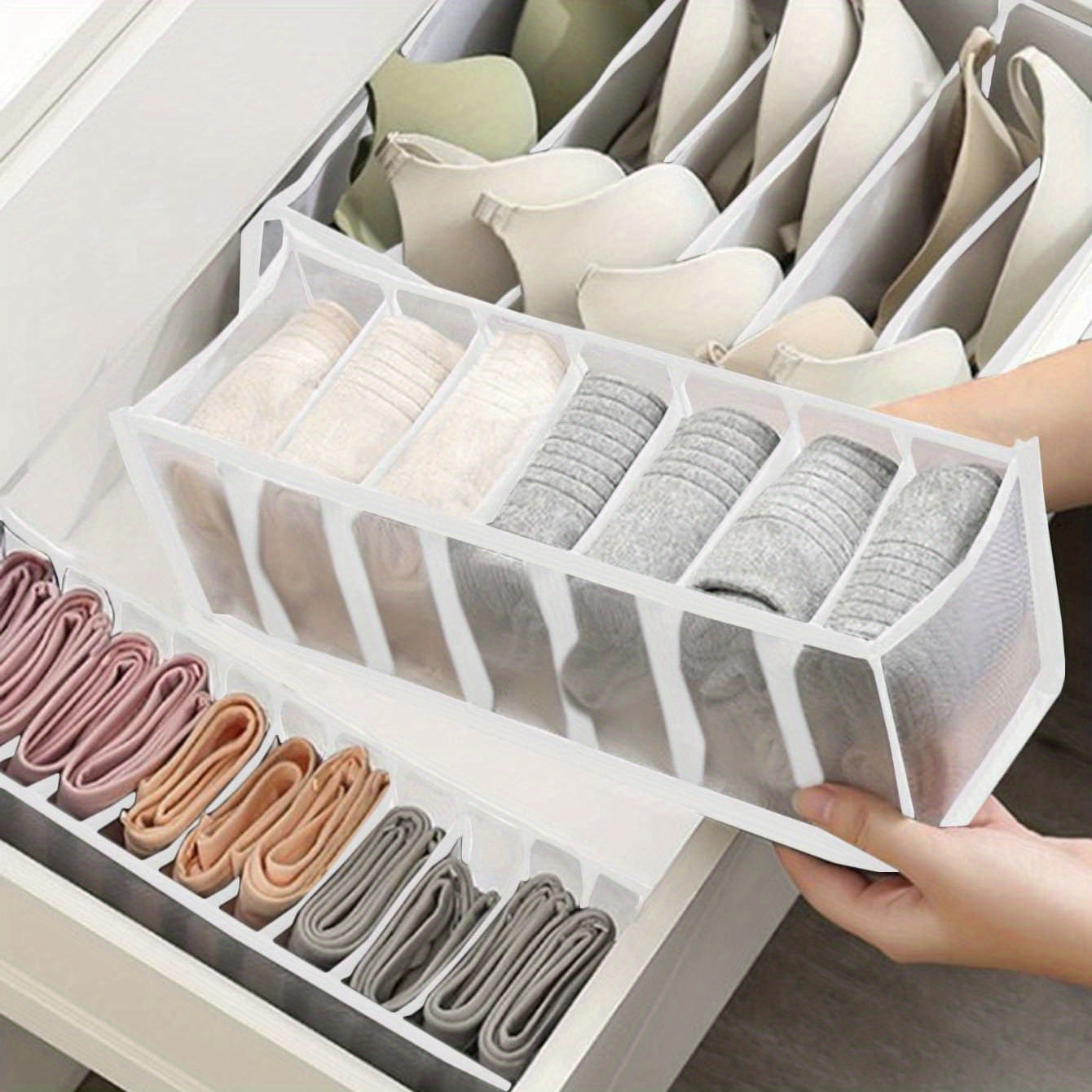 3pcs Fabric Underwear Storage Boxes Clothes Organizer Drawers