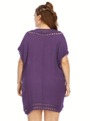  Crochet Cut Out V Neck Cover Up Dress
