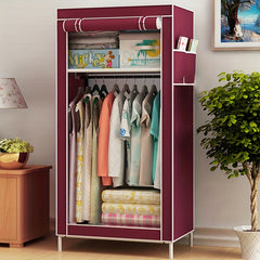 1pc Cloth Wardrobe Non Woven Covered Clothes Rack Standing Garment Rack