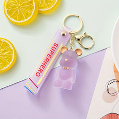 Crystal Bow Knot Bear Keychain Car Key Accessories Couple Bag Pendant