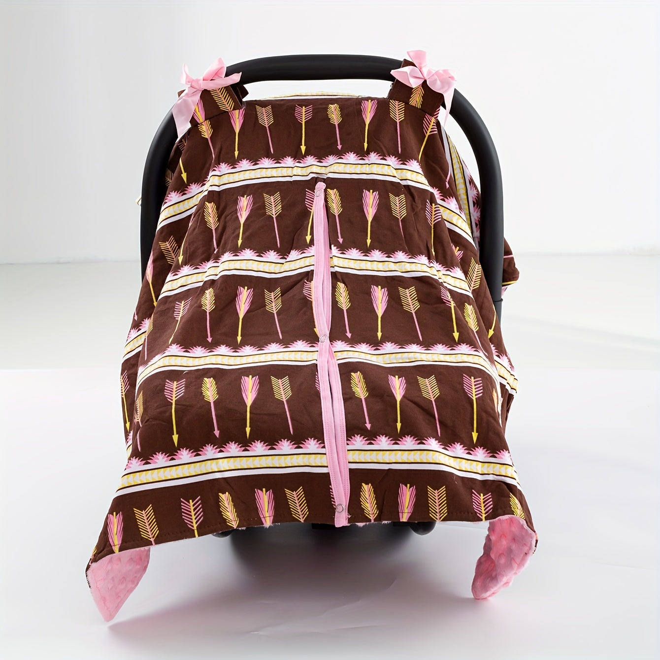 Girls Pink Arrow Arrow Print Car Seat Sunshade Cover Canopy