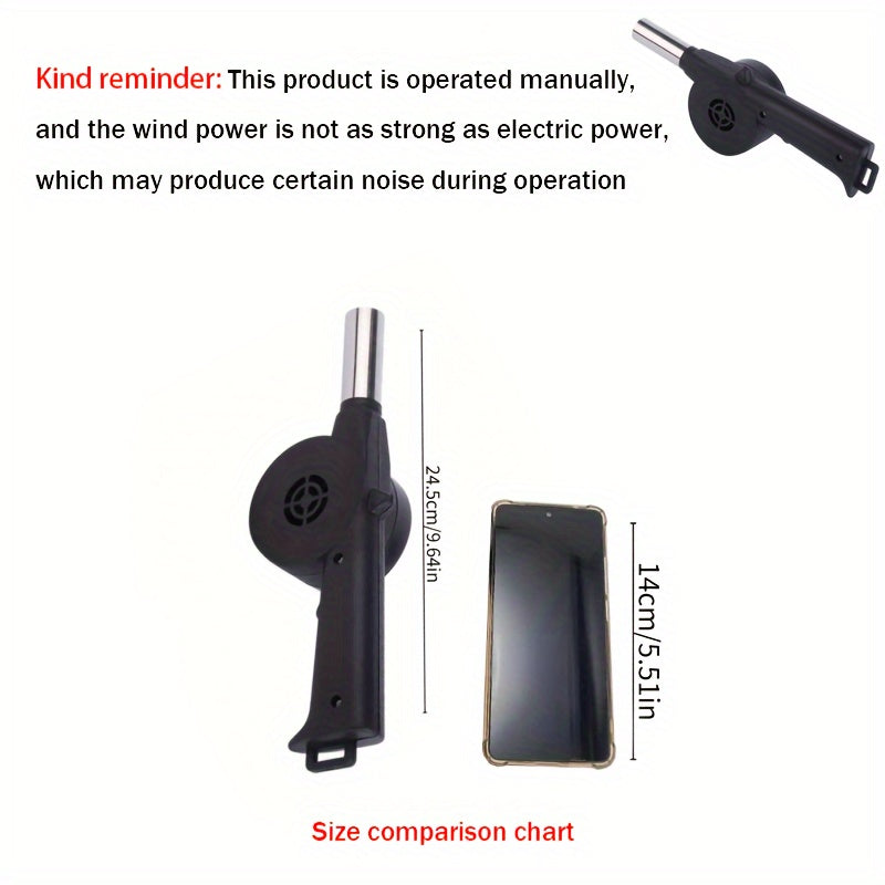BBQ Fan Air Blower Fast Fire Starter Hand Crank for Outdoor Cooking