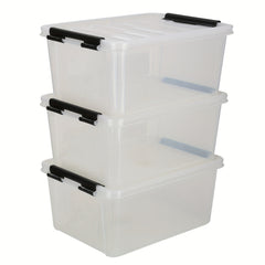 3pcs Storage Baskets with Locking Lid Large Handles for Clothes Blankets Toys