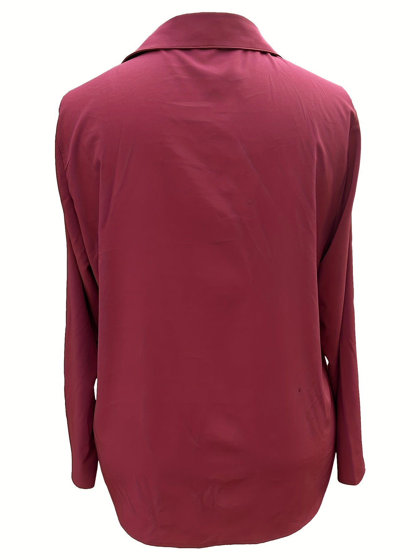  Solid Button Up Long Sleeve Blouse