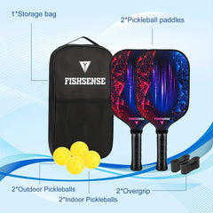 Pickleball Paddle Set + Balls + Overgrips + Carry Bag - Outdoor Training