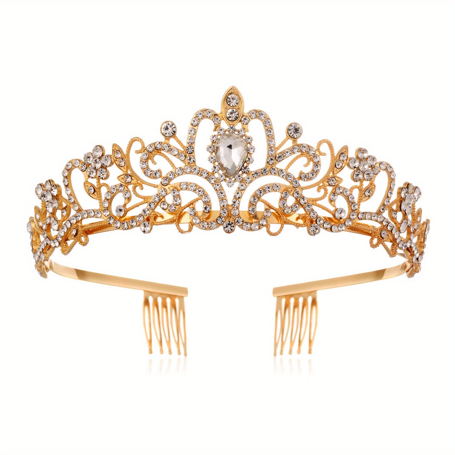 Bridal Crystal Headband Tiara With Comb For Women Rhinestone Hairband