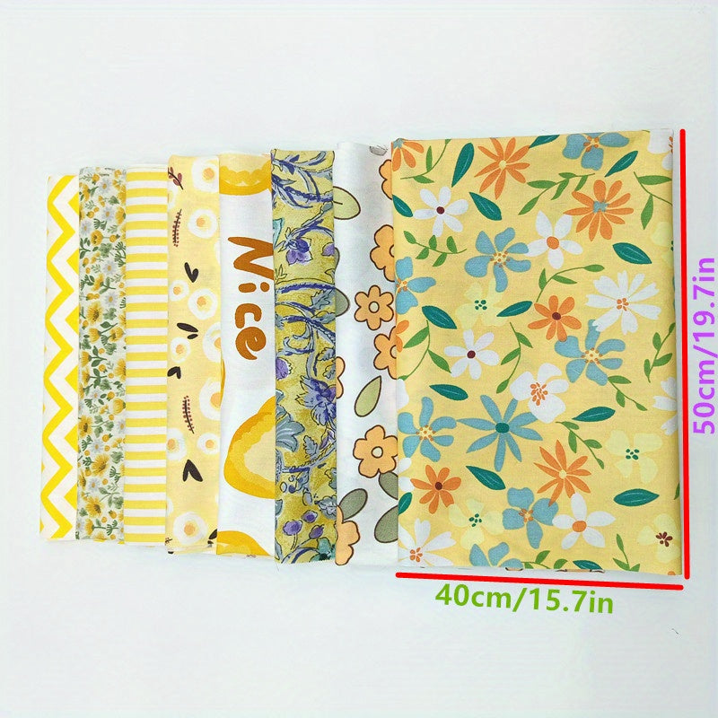8pcs Yellow Cotton High Bed Sheet Fabric Doll Clothes DIY