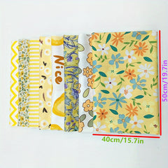 8pcs Yellow Cotton High Bed Sheet Fabric Doll Clothes DIY