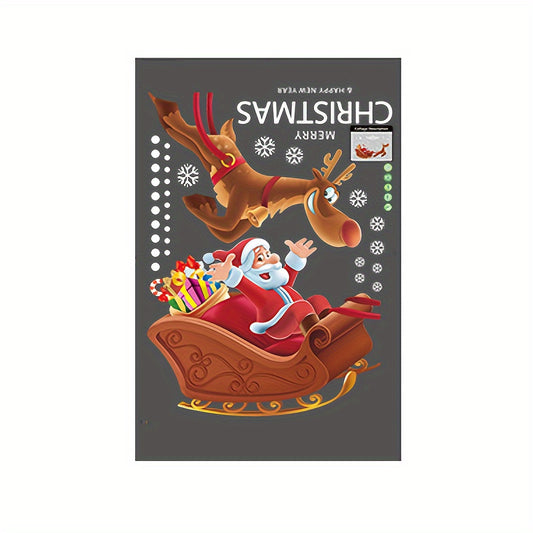 Christmas Window Stickers Santa Claus Sleigh Glass Door Decorations