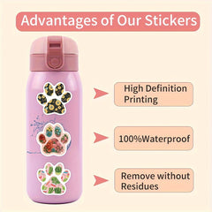 60pcs Paw Print Stickers Self Adhesive for Laptop Skateboard