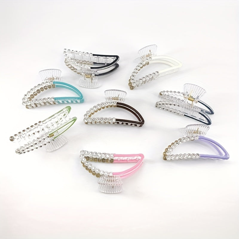 Faux Pearl Hair Claw Colorful Nonslip Ponytail Holder