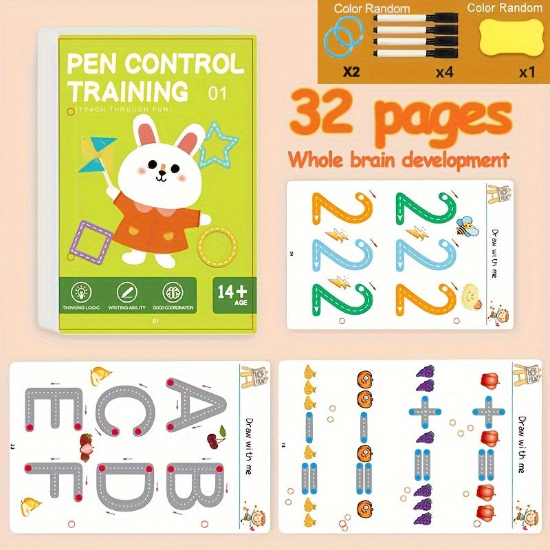 Reusable Magic Practice Copybook Set for Kids with Erasable Pen and Refills
