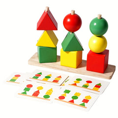 Wooden Geometric Shape Matching Puzzle Building Blocks