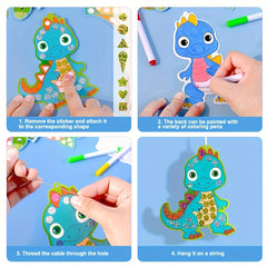 Dino Craft Set: Sticker Painting Mosaic Art & Bookmarks