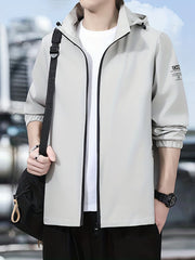 Men's Casual Stretchy Hooded Windbreaker Coat for Spring Autumn