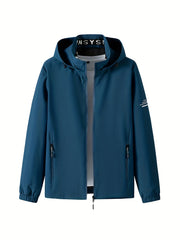 Windbreaker Jacket w/ Detachable Hood Men's Casual Zipper Coat
