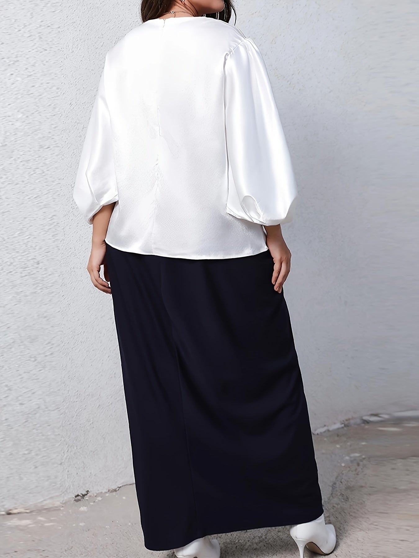  2-Piece Set: Lantern Sleeve Top & Maxi Skirt
