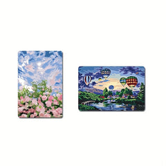 4PCS Flower Sunshine Fridge Magnets Sticker Landscape Decorative Magnetic