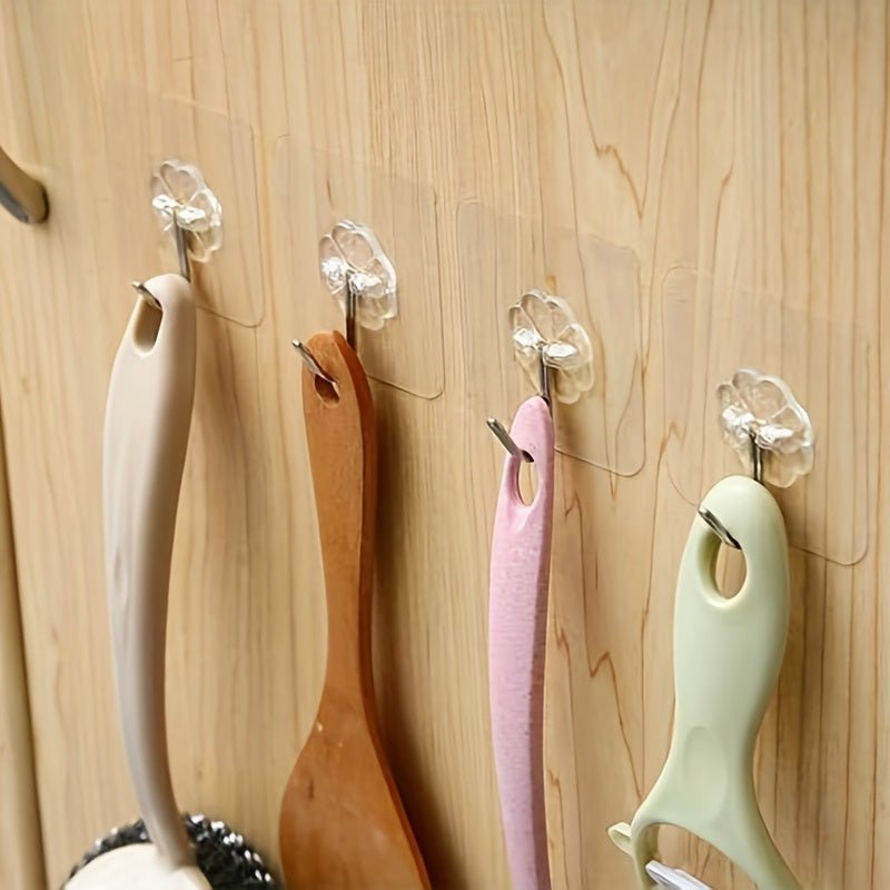 10pcs Transparent Self Adhesive Towel Hooks Heavy Duty Wall Stickers