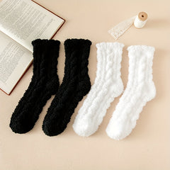 5 Pairs Fuzzy Mid Tube Socks Women's Stockings