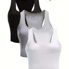 3 Pack Plus Size Racer Back Tank Top Set