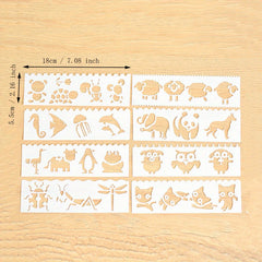 Cartoon Strip Series Coloring Ruler Set for Kids, 8 Pieces