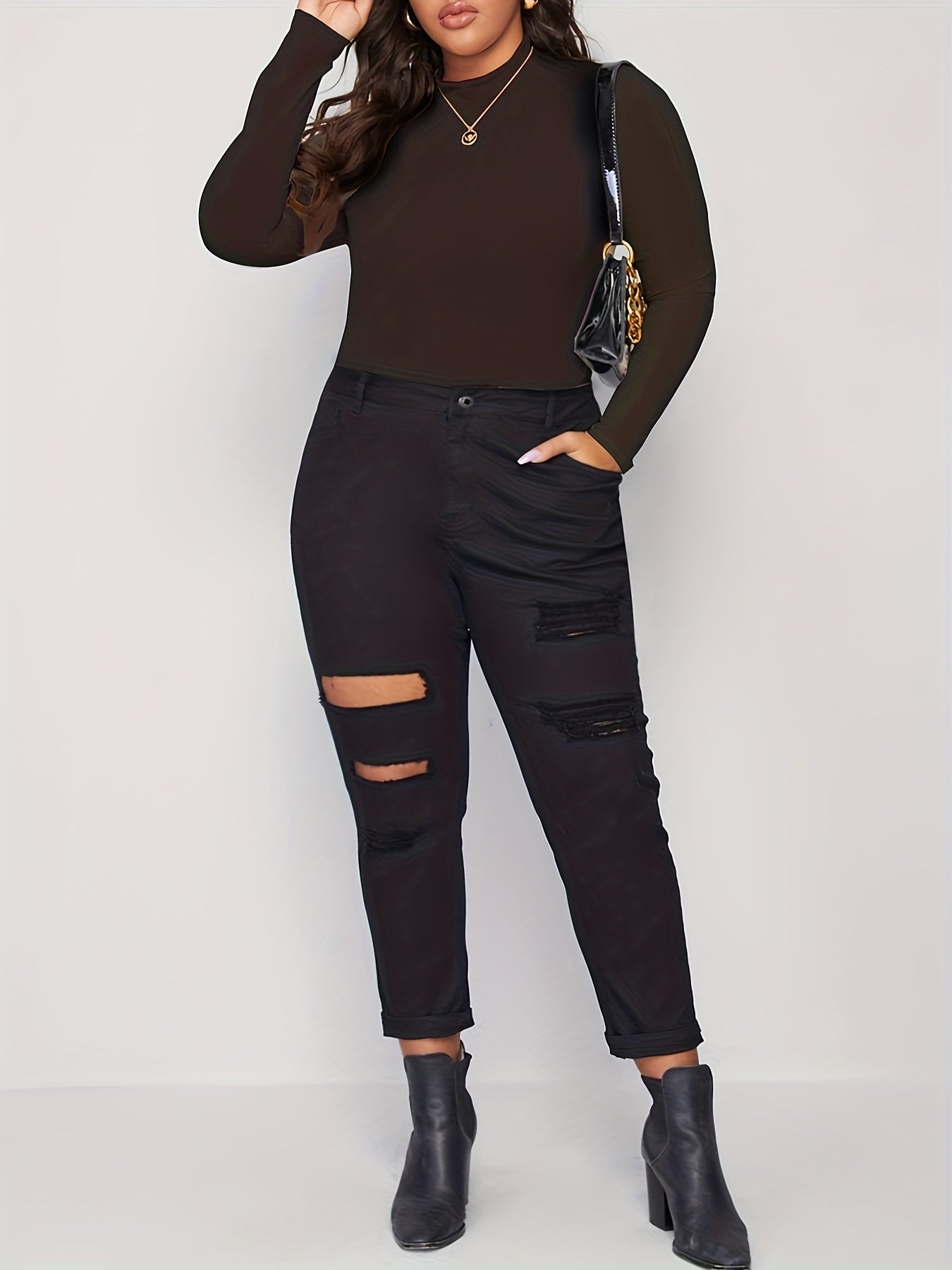  Solid Long Sleeve Mock Neck Bodysuit
