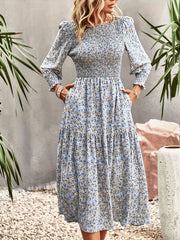  Ditsy Floral Print Maxi Dress With Pockets