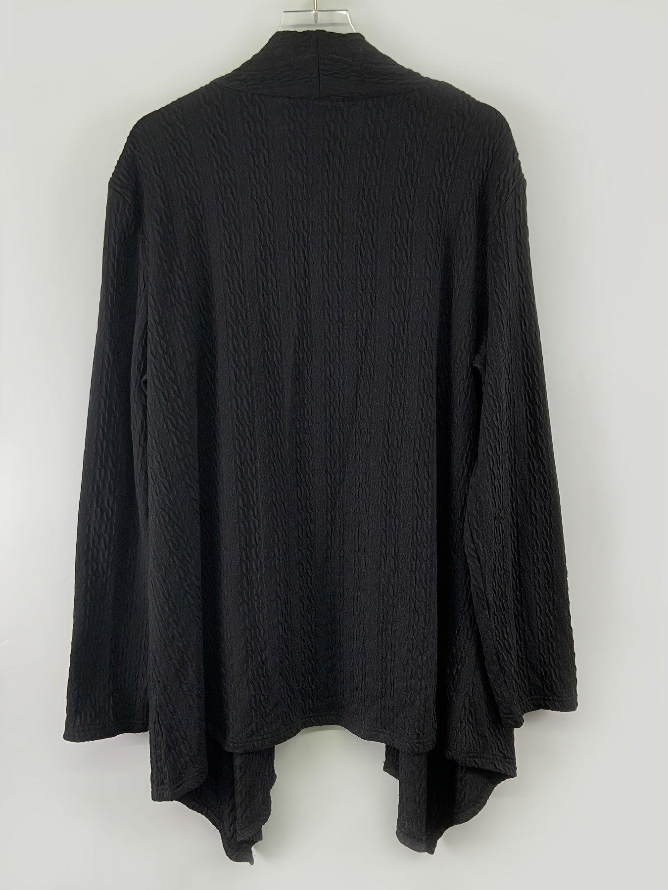 Women's Plus Solid Cable Long Sleeve Open Front Cardigan