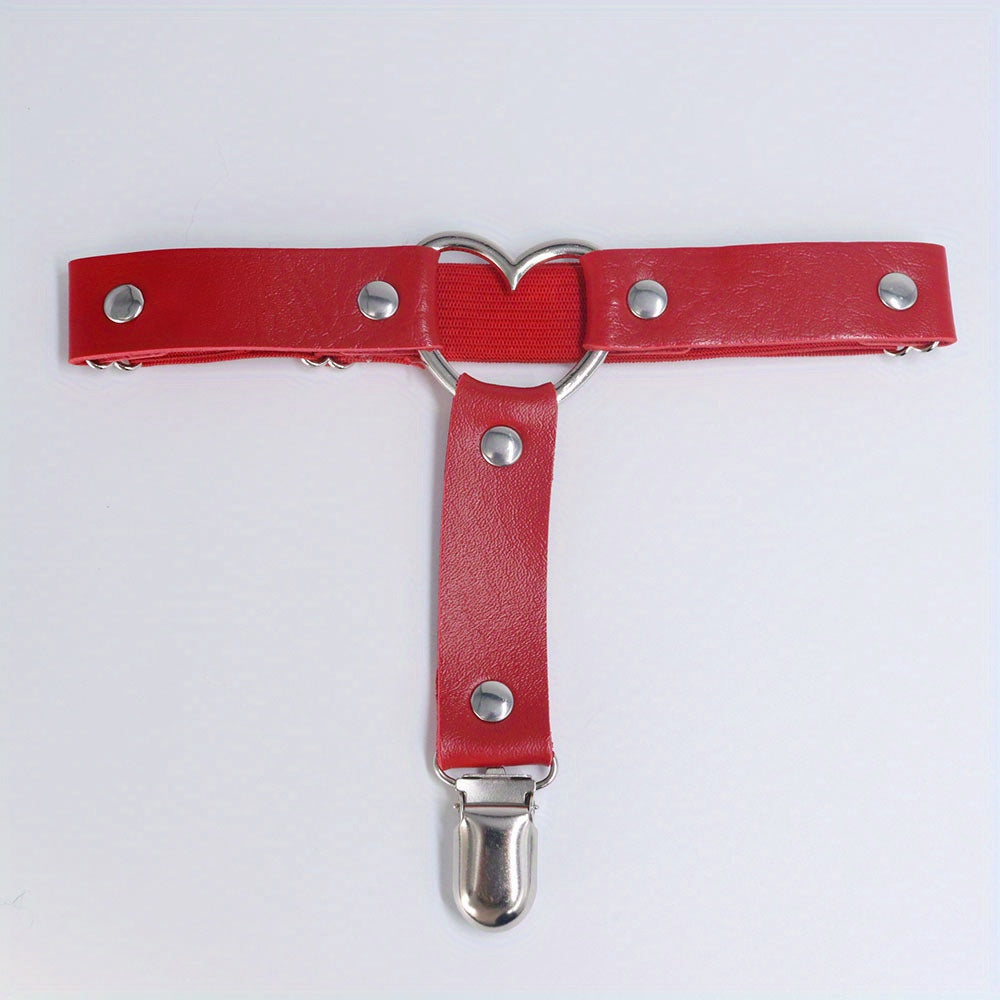 Women's Punk Rivet Leg Thigh Harness Belt PU Leather Solid Belt