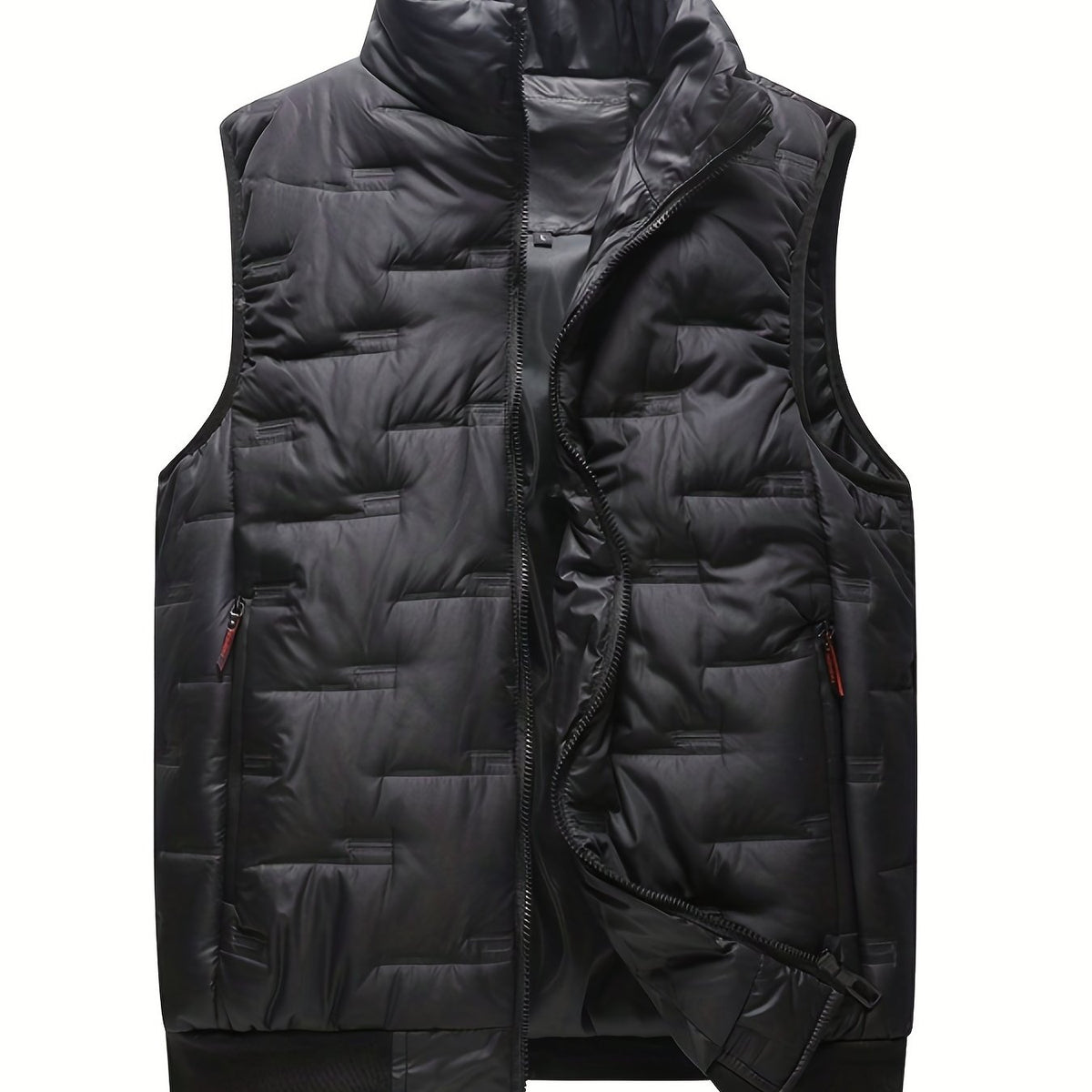 Men's Casual Zipper Pockets Stand Collar Zip Up Vest