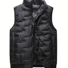 Men's Casual Zipper Pockets Stand Collar Zip Up Vest