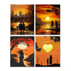 Romantic Sunset Acrylic Painting Kit Couple & Kids Bench DIY